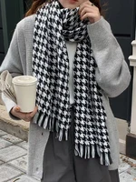 Imitation Cashmere Women Scarf Winter Vintage Houndstooth Scarve Pashmina Mujer Female Foulard Bufanda Wrap Shawls Echarpe Hiver 1