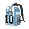 White-Blue Style Messi No.10 For Girls Boys Large Capacity Student Backpack Lightweight waterproof Backpack 15inch 2