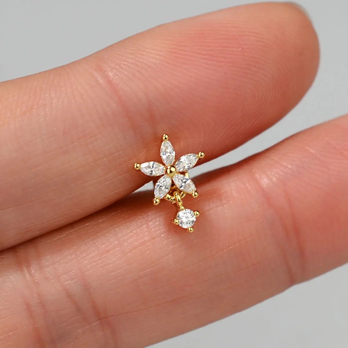 1PC Tragus Helix Piercing Baumeln Ohrring für Frauen Rook Lobe Knorpel Blume Kreuz CZ Stud Ohrring Edelstahl schmuck 20G – Detail 13