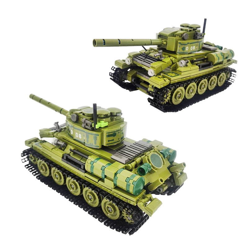 

World War II Military Soviet T34 Simulation Main Battle Tank Model MOC Tracked Armored Vehicle Building Blocks Toy