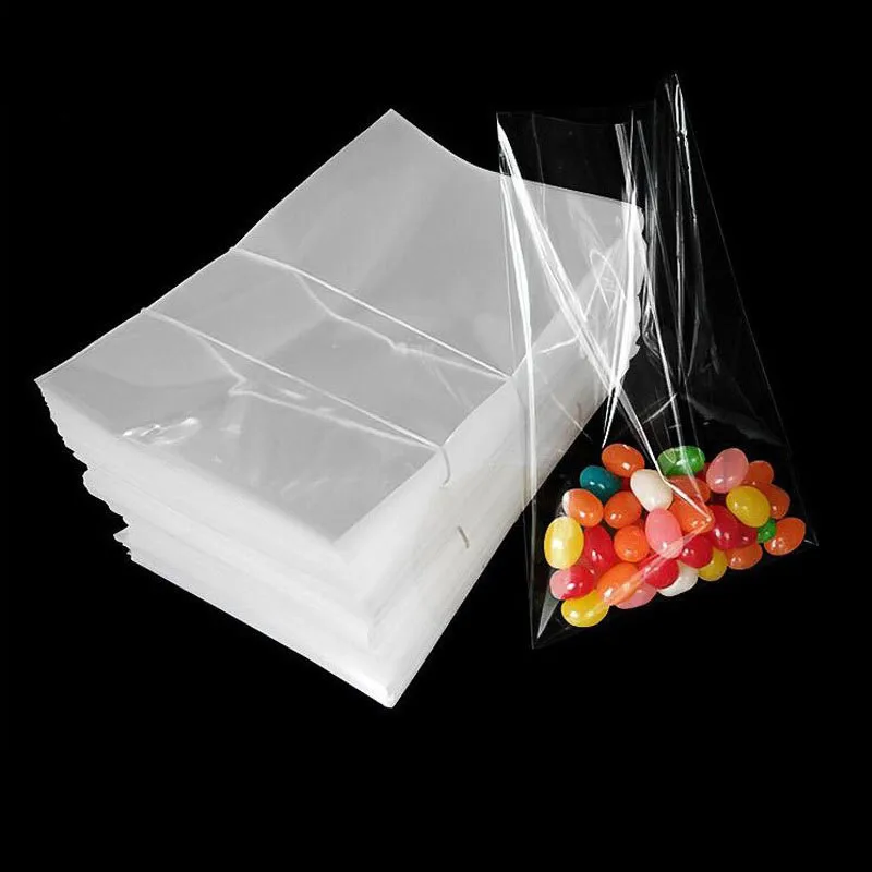 Bolsas de plástico transparente para dulces, embalaje plano abierto para  galletas, Chocolate, fiesta de boda, piruleta, OPP, 100 unidades