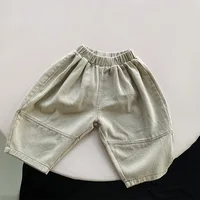 2024 Spring Autumn Boy Girl Children Loose Harem Pants Baby Solid Wide Leg Pants Kid Cotton Fashion Trouser Toddler Casual Pants 2