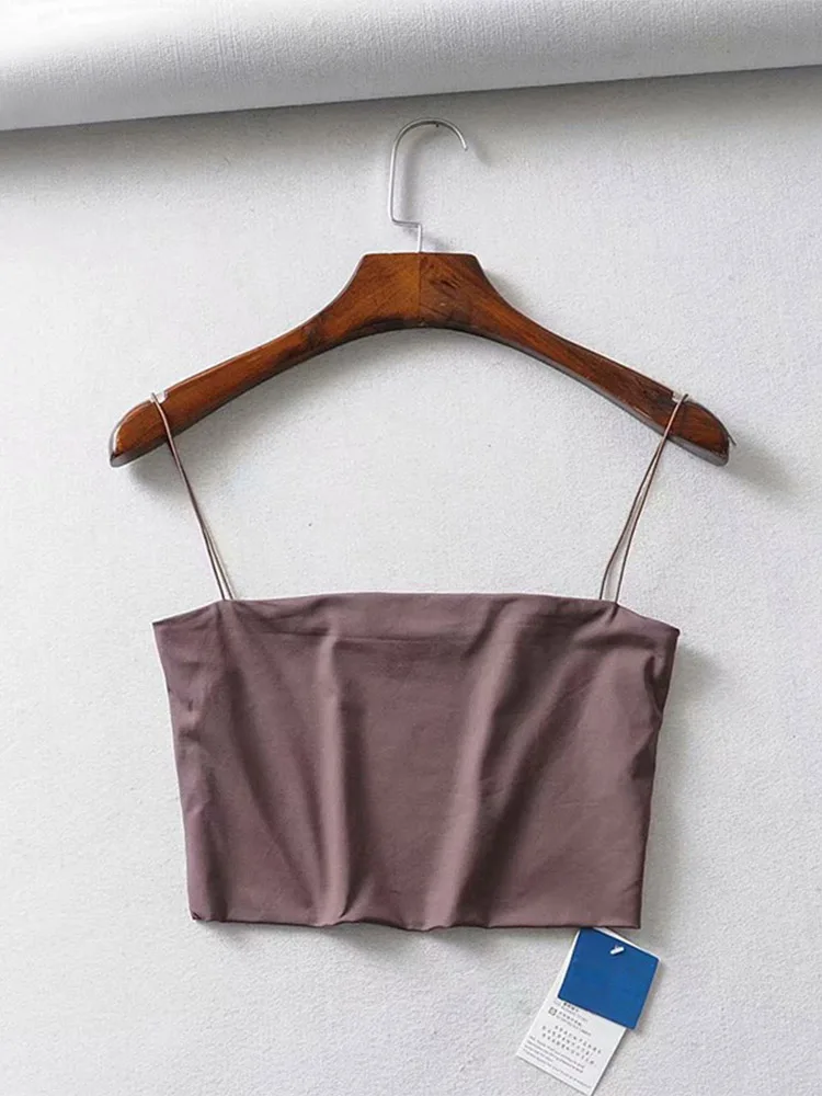 2022 Summer Women's Crop Top Sexy Elastic Cotton Camis sleeveless Short Tank Top Bar 3