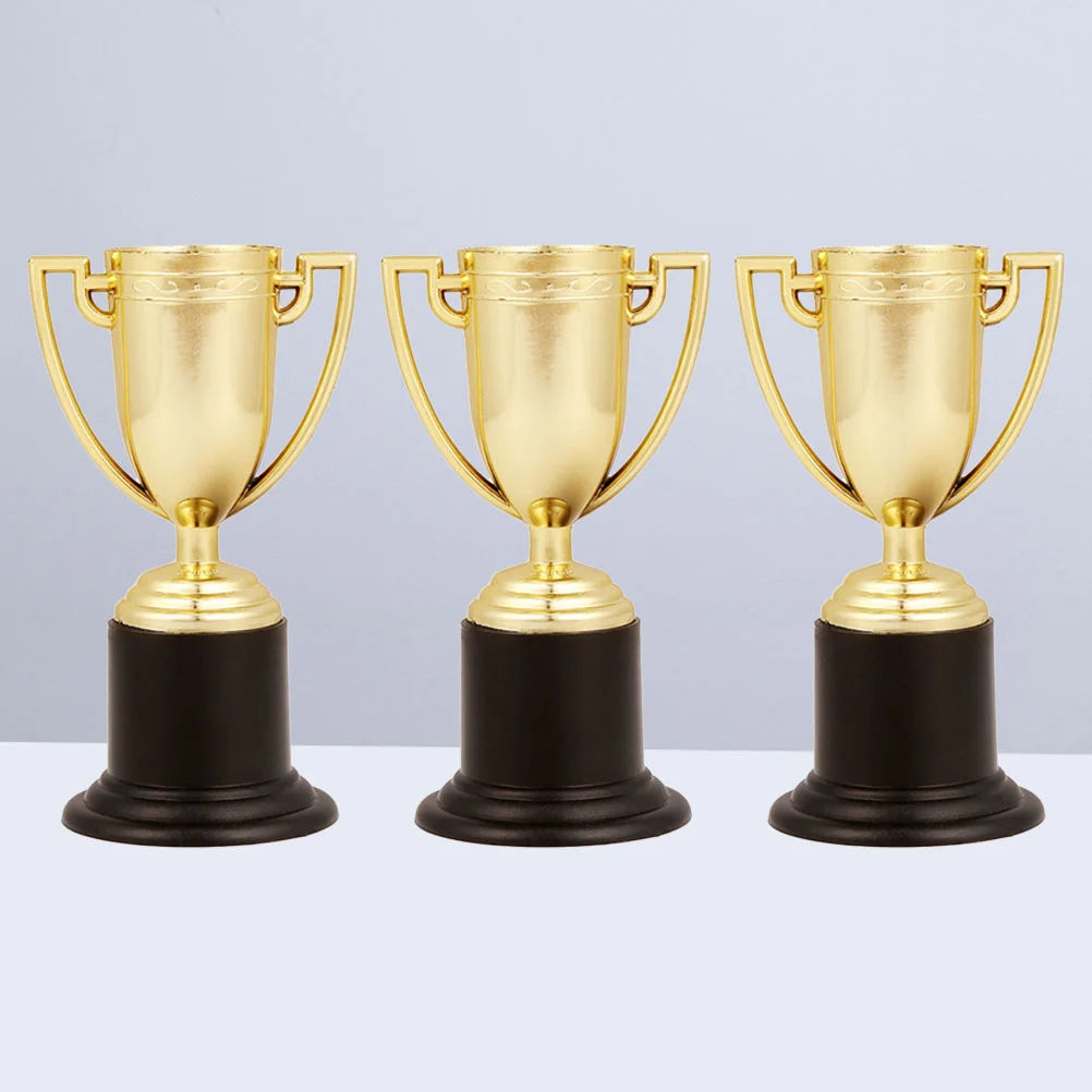 

6pcs 10cm Plastic Golden Trophy Student Sports Award Trophy Reward for Competitions (Golden)