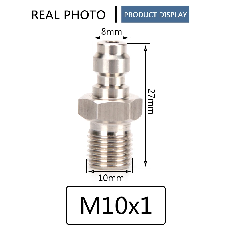 3pcs Stainless Steel Quick Coupler M10x1 Thread 8MM Filling Head Plug Adapter Quick Connect Fittings Couplings Air Pumps Parts air pump parts quick connect fittings