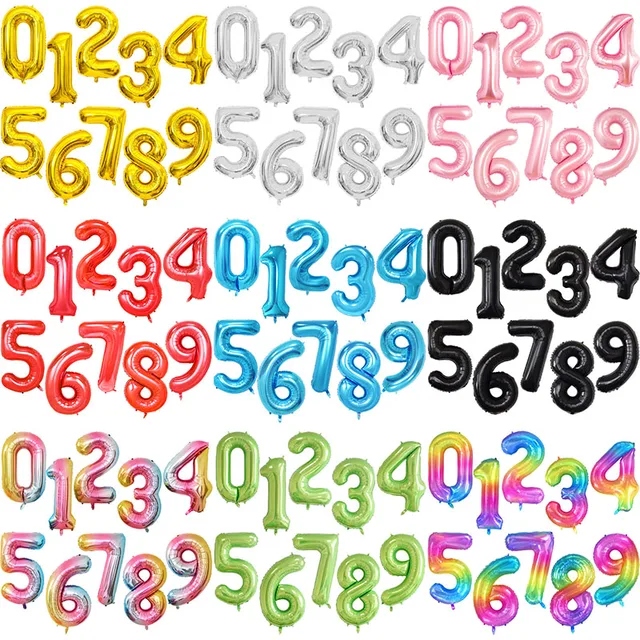로즈 골드 실버 숫자 피규어 헬륨 풍선
