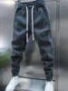 Trendy Men's Thiened Elastic Waist Casual Pants Spring Autumn Loose Fit Sports Sweatpants Casual Loose Trousers
