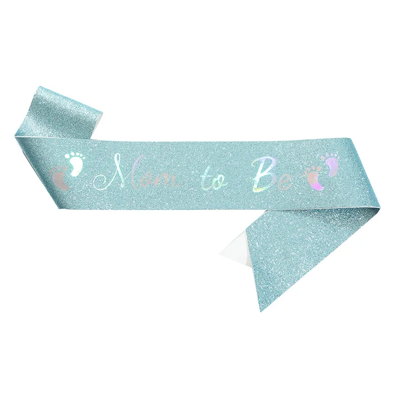 Glitter Satin Sash Set for Expectant Parents - Baby Shower & Gender Reveal Party Decoration