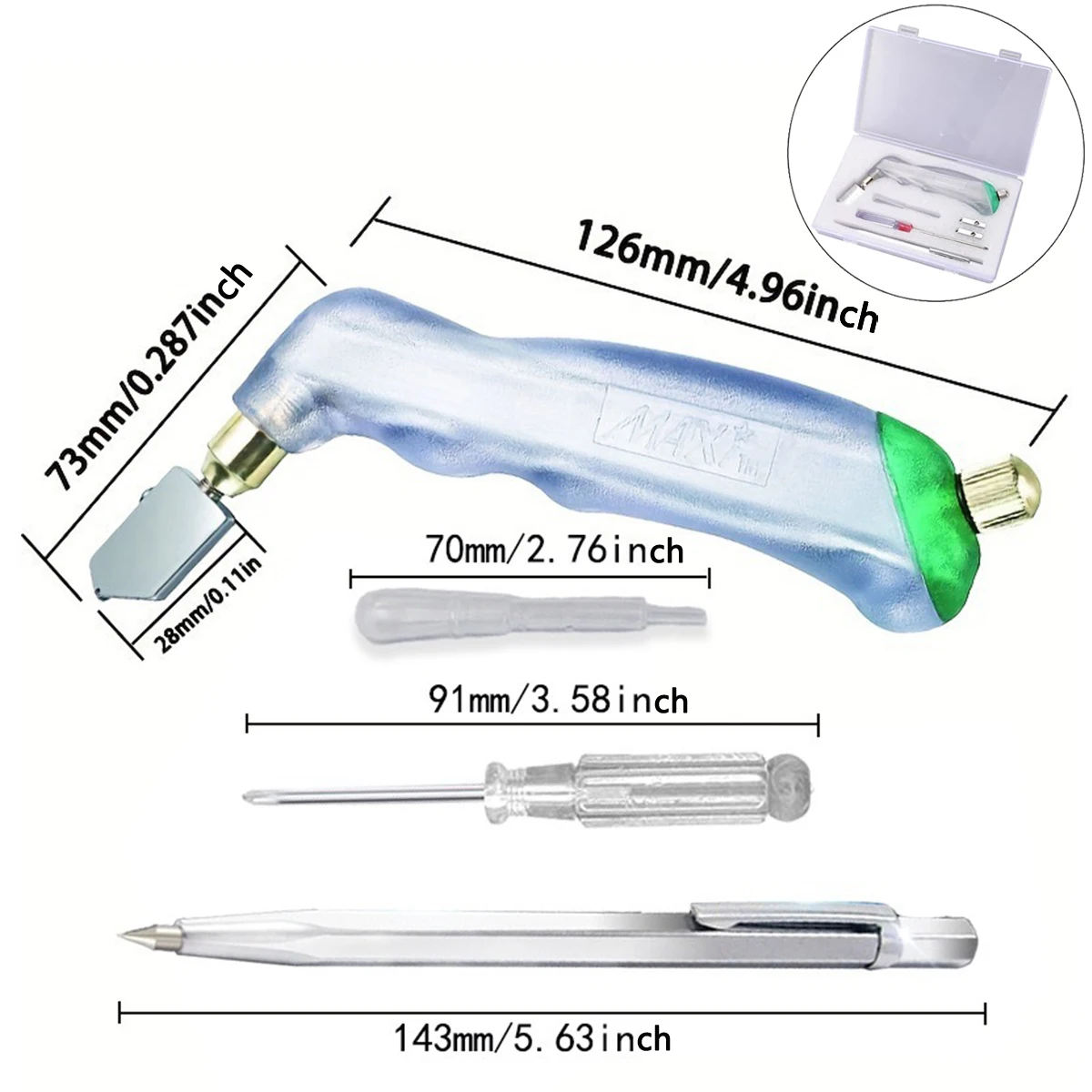 Glass Cutter Pistol Grip(2mm-20mm),Ergonomic Grip Tungsten Carbide Glass Cutting Tools ,Oil Reservoir,Perfect for Glass Cuttin 6