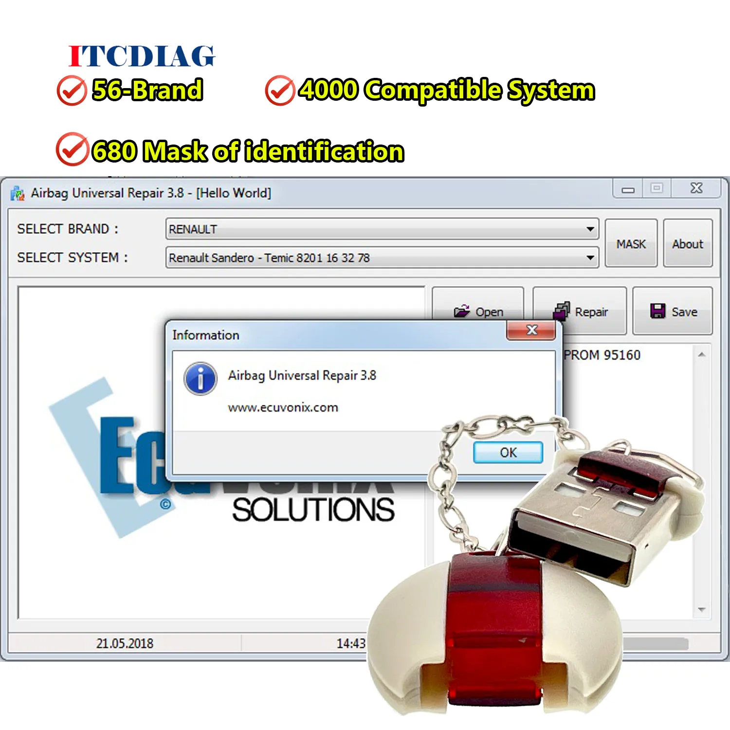 Airbag Reset Tool Airbag Reparação Universal V3.8 ECU Programador de