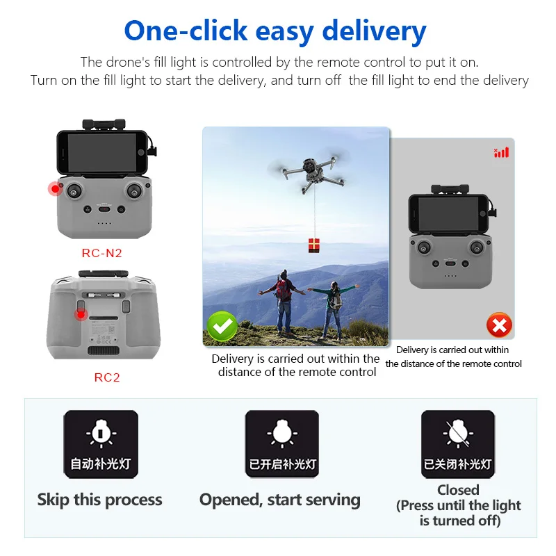 Système de largage aérien 12KM pour DJI Air 3S/3 - Télécommande incluse