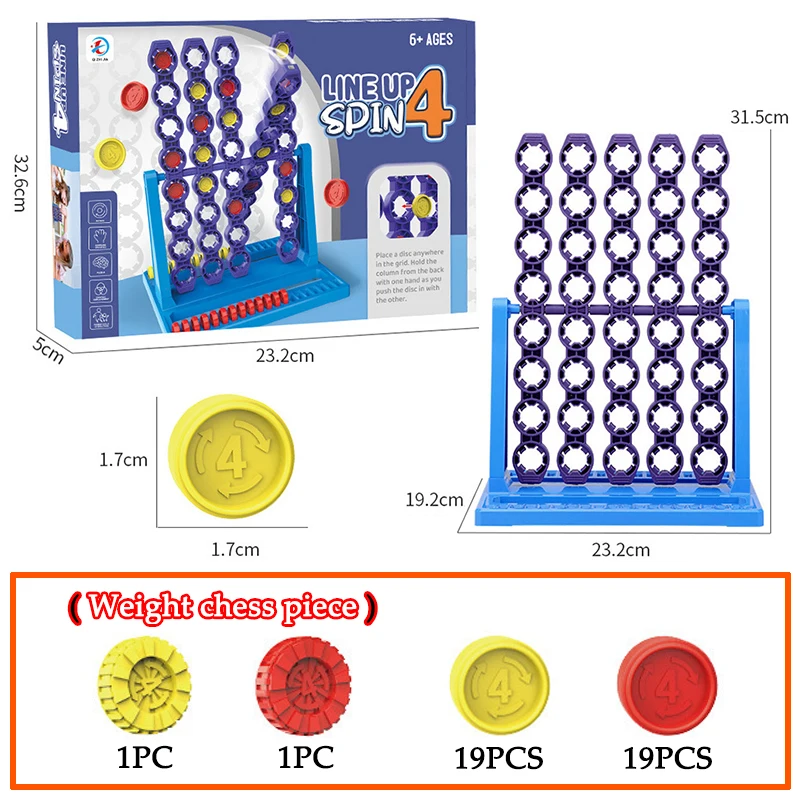 Children Educational Toys 3D Rotating Four Chess Board Game Logical Thinking Training Travel Activities Parent-Child Brain Games