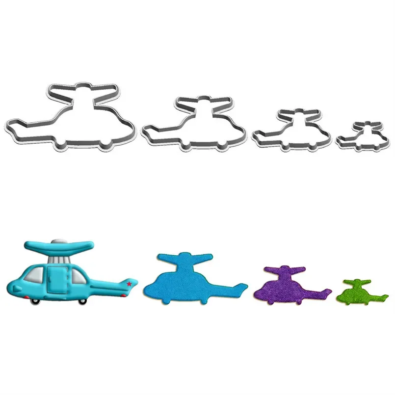 Cartoon Fight Passenger Aircraft Anchor Helicopter Supersonic Plane Plastics Mould Cake Fondant Tool Cookie Sushi Fruit Cutters