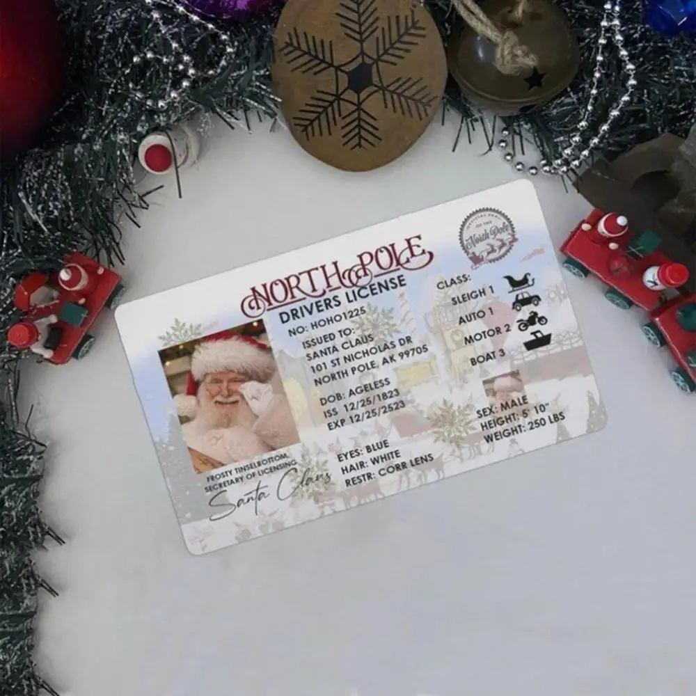 Card Santa Claus Flying Licence Christmas Eve Driving Licence Christmas Gift For Children Kids Christmas Decoration 2023