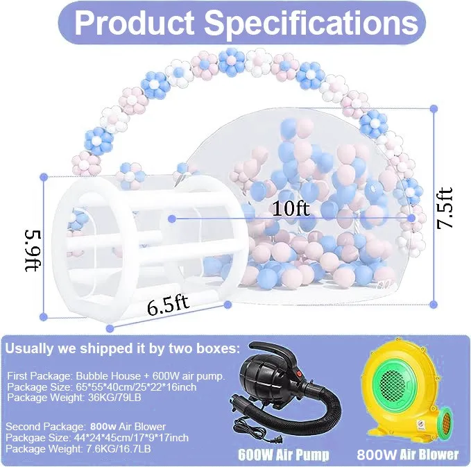 Free shipping 3m Outdoor Rental Camping Clear Transparent Inflatable Crystal Bubble Tent Inflatable Bubble Dome Tent With Tunnel 5