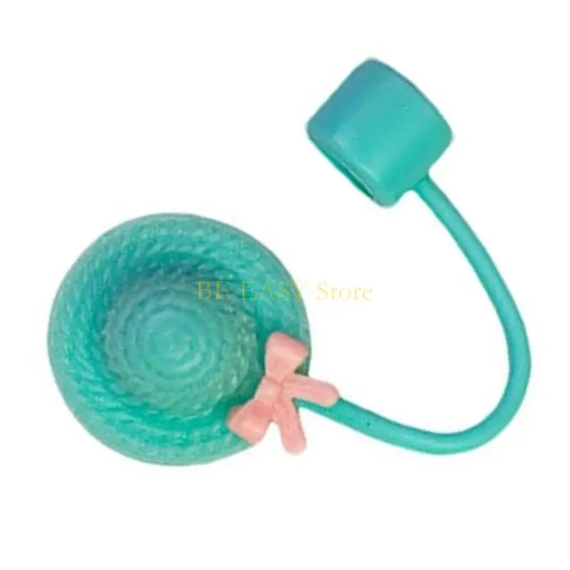 E28F Lovely Hat Shape Silicone Straw Covers Caps Drinking Straw Tip Lid Reusable Caps Plugs Dishwasher Safe