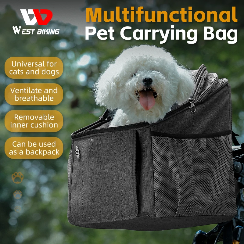 

WEST BIKING Pet Carriers Bag Portable Large Capacity Bicycle Handlebar Bag Can Carry Pets Safe Travel Bike Pet Carrying bag