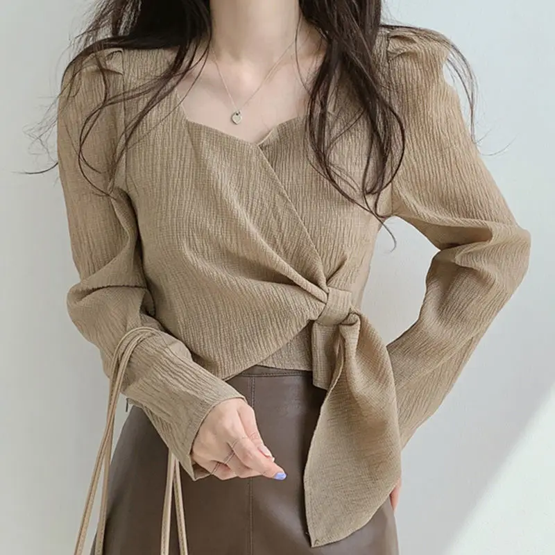Tops for Women Elegant Social Clothes Korean Style Womens Shirt & Blouse Spring Long Sleeve White Chic Streetwear S Pretty Cute