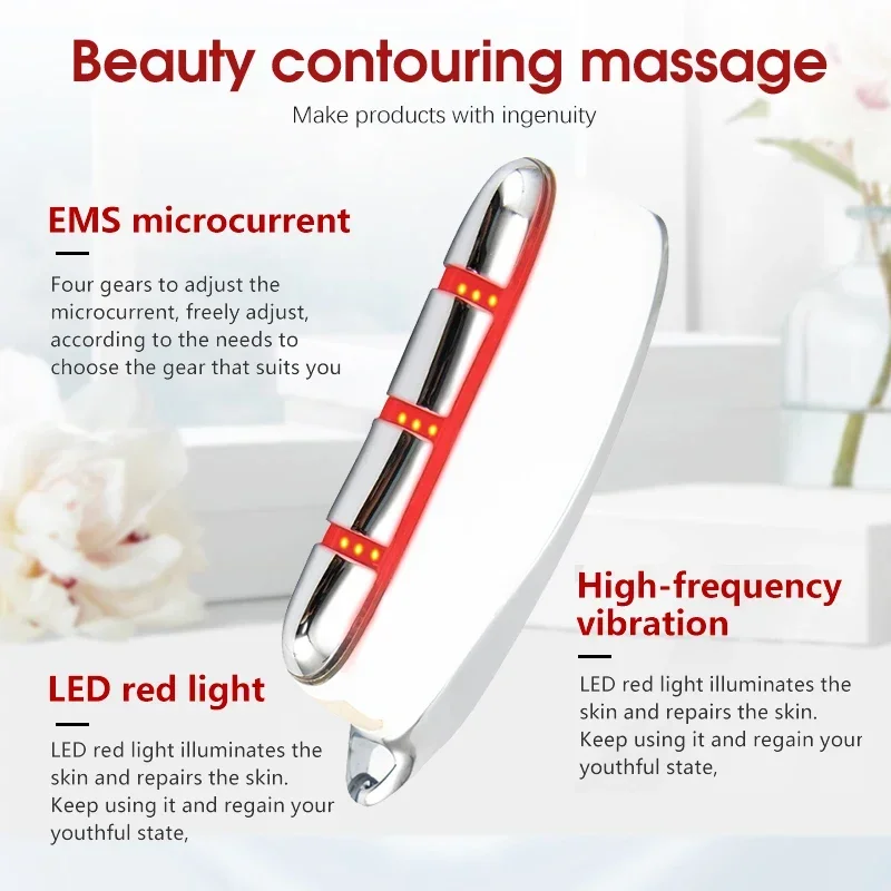 EMS Dredging Meridian Massage Brush Electric Constant Temperature Micro Current Scraping Board V-face Lifting Beauty Instrument