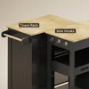 Kitchen Island Cart with Solid Wood Top, Rolling Serving Utility Trolley Cart with Drawer, Cabinet, Towel Rack, Hooks 5