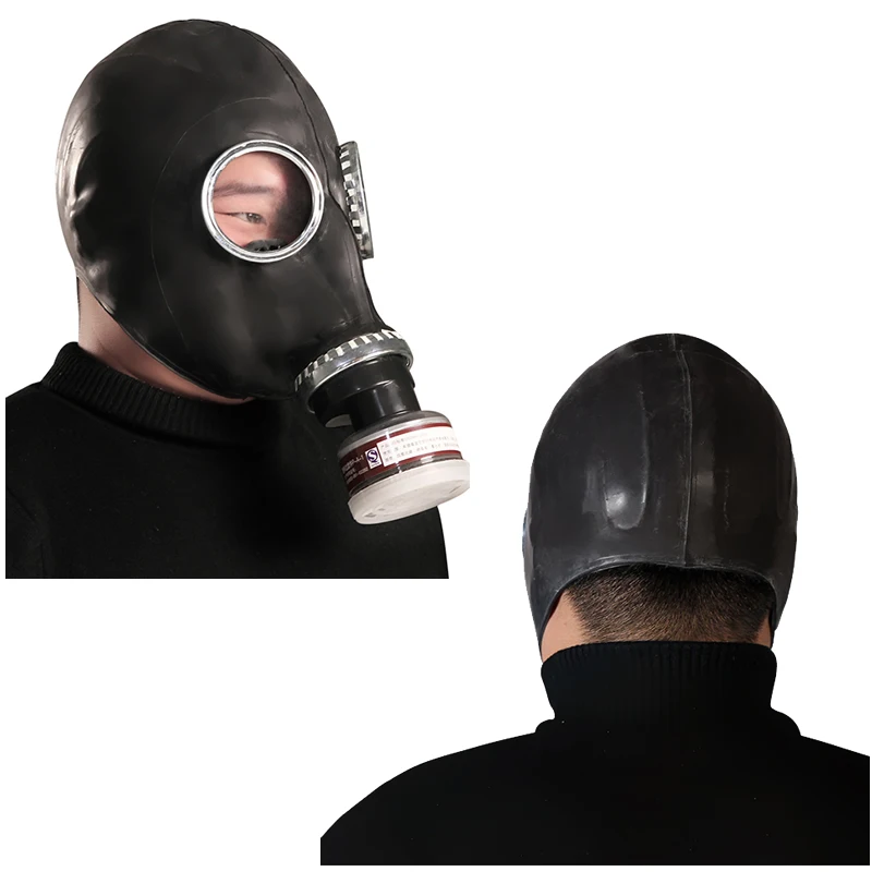 Volledig Gezicht Gasmasker Stofdicht Chemisch Beademingsapparaat Natuurlijk Rubber Ghost Gezichtsmasker Met Slangfilter Spuitverf Ammoniak Brandmasker