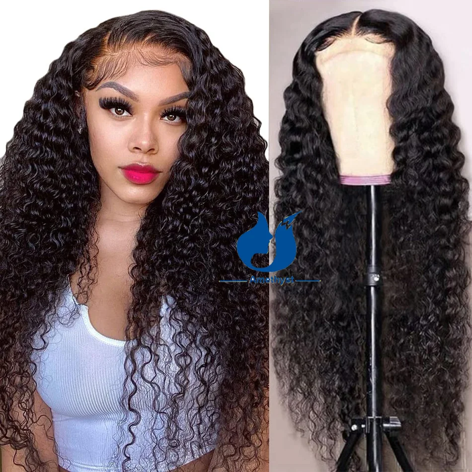 

Amethyst Deep Wave 5.5x4.5 PU Silk Base Closure Wig For Women Deep Curly Pre Plucked with Baby Hair Lace Front Wig Glueless