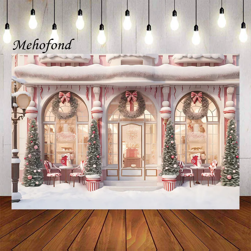 

Фон для фотосъемки Mehofond зимние рождественские конфеты витрина магазина Рождественская елка снег ребенок семейный портрет Фотостудия