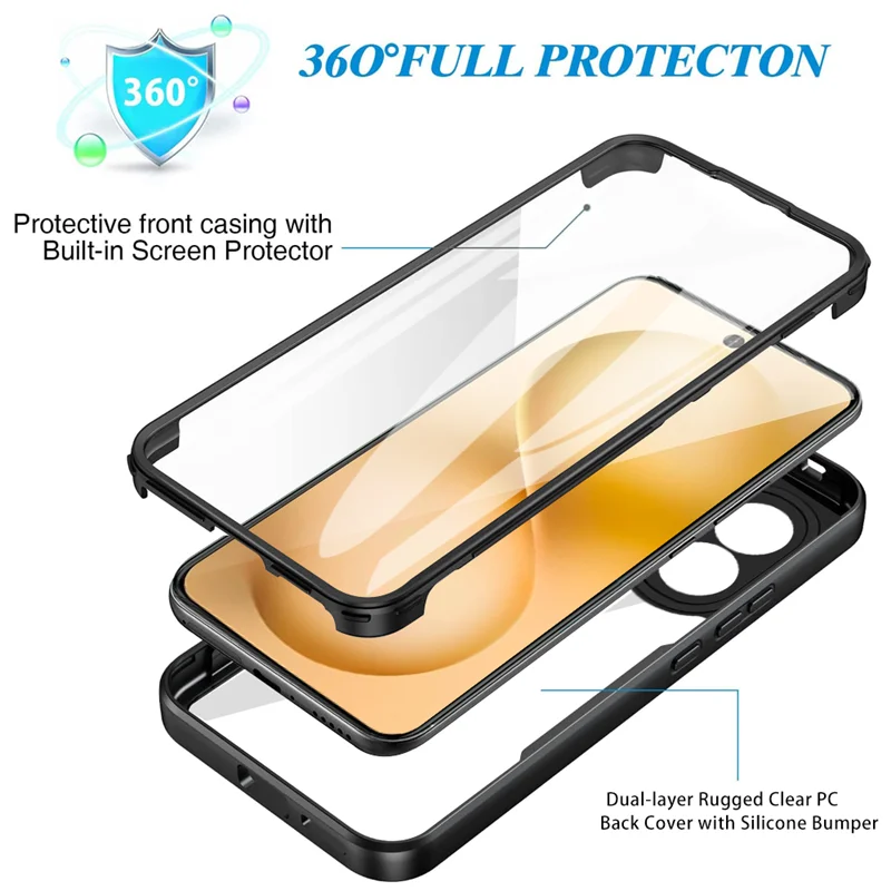 Universal 3-in-1 360° Transparent HD Screen Protector Case with PC+TPU Back Cover
