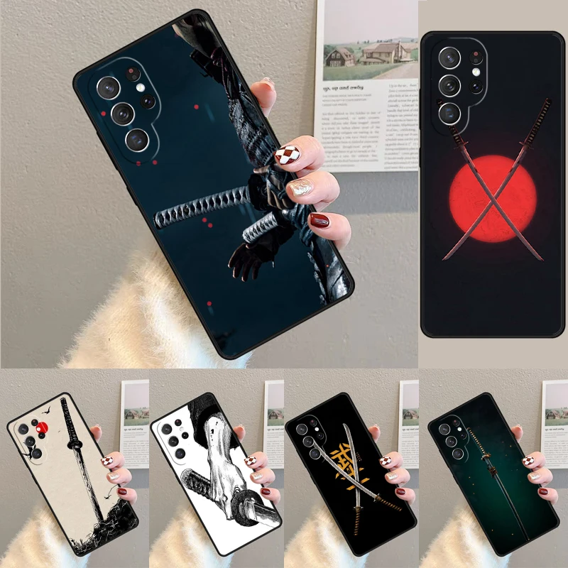 Чехол для Samsung Galaxy S24 Ultra S21 S22 S8 S9 S10E Note 10 20 Plus FE S23, чехол для телефона с самураем и воинами, катаной