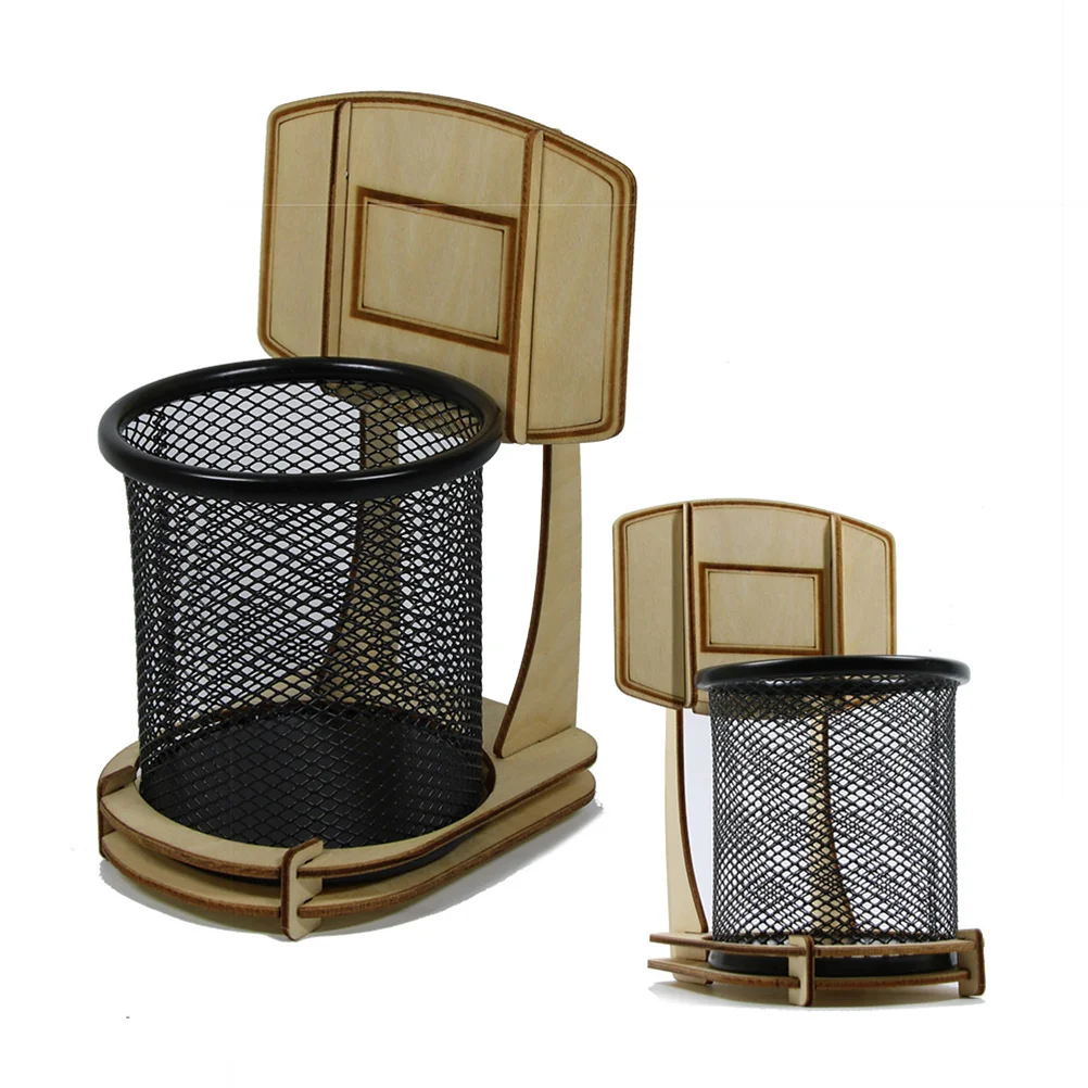 

Metal Mesh Pen Holder Basketball Stand Pen Holder Creative Pen Holder Wooden Stationery Supplies for School Office