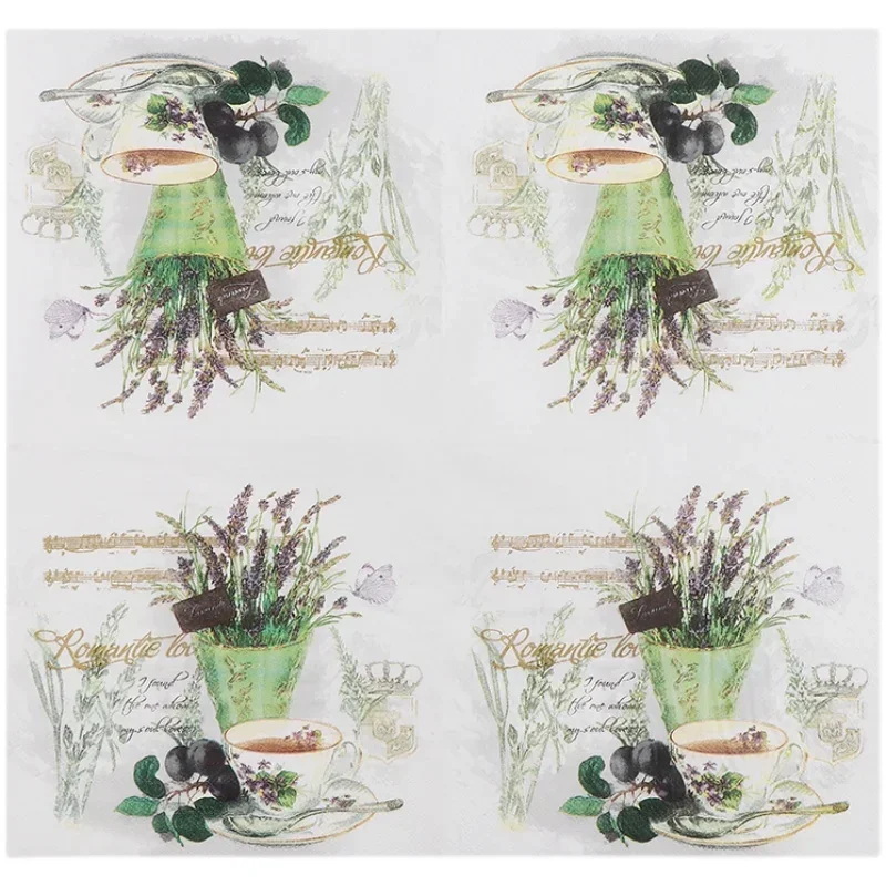 Printing Napkins Lavender Pattern Colorful Paper Napkins Hotel Western Restaurant Cafe Dining 20 Sheets paper napkins