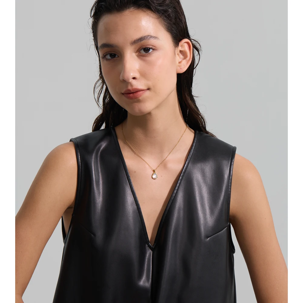 Yhpup 2025 Shell Teardrop Pendant Necklace Women Stainless Steel