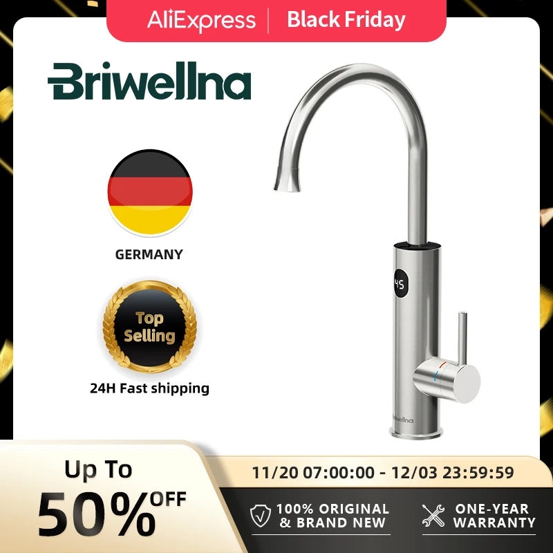 Briwellna 220V เครื่องทําน้ําอุ่นไฟฟ้า 2 ใน 1 ก๊อกน้ําห้องครัวเครื่องทําน้ําอุ่น Tankless TAP Chauffe Eau Instant Geyser KM12 1