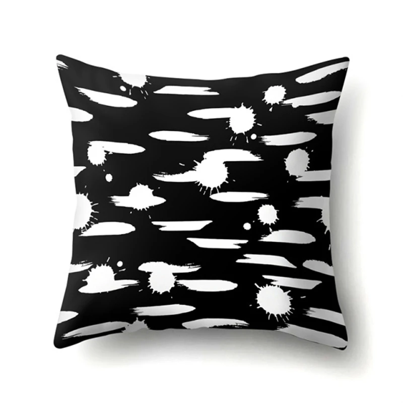 2022 Black White Geometric Wave Dots Polyester Cushion Cover Throw Pillow Car Sofa Bed Decorative Pillowcase Home Decor 45x45CM lounge chair cushions