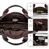 Genuine leather men's briefcase with double front pockets, large capacity computer bag, diagonal cross handbag 5