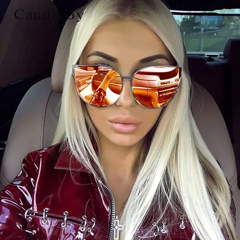Mirror Oversized Cat Eye Sunglasses Famous 2023 New Brand Designer New Women Fashion Sun glasses Lady Big Size Hip Hop_voghion.com