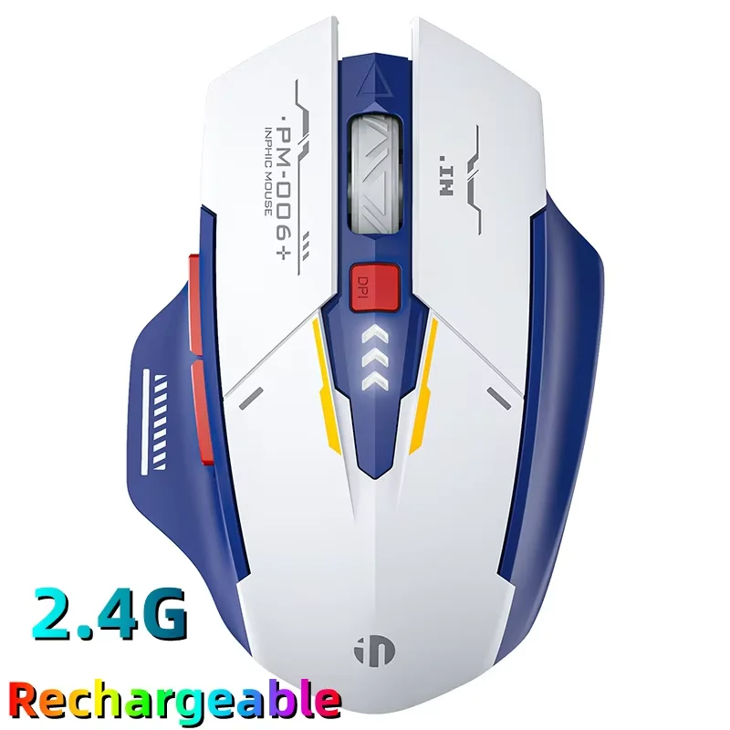 【Trending Now】 Inphic F9 Mecha Edition Wireless Mouse Silent Rechargeable Mouse Type-C LED Mouse For Computer Laptop Gaming.