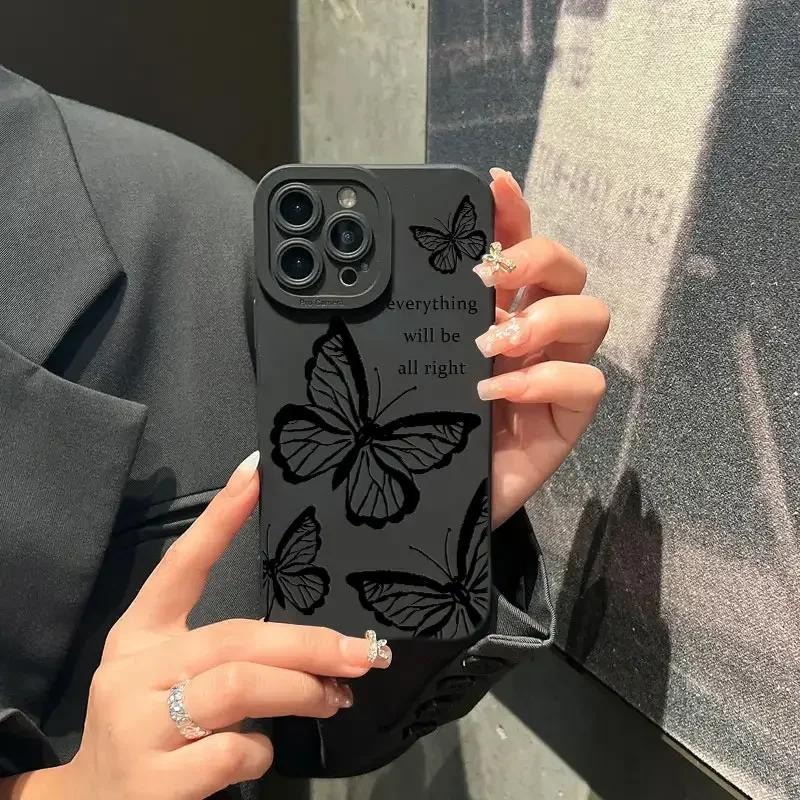 Butterfly Printed Shockproof Matte Soft TPU Silicone Phone Case