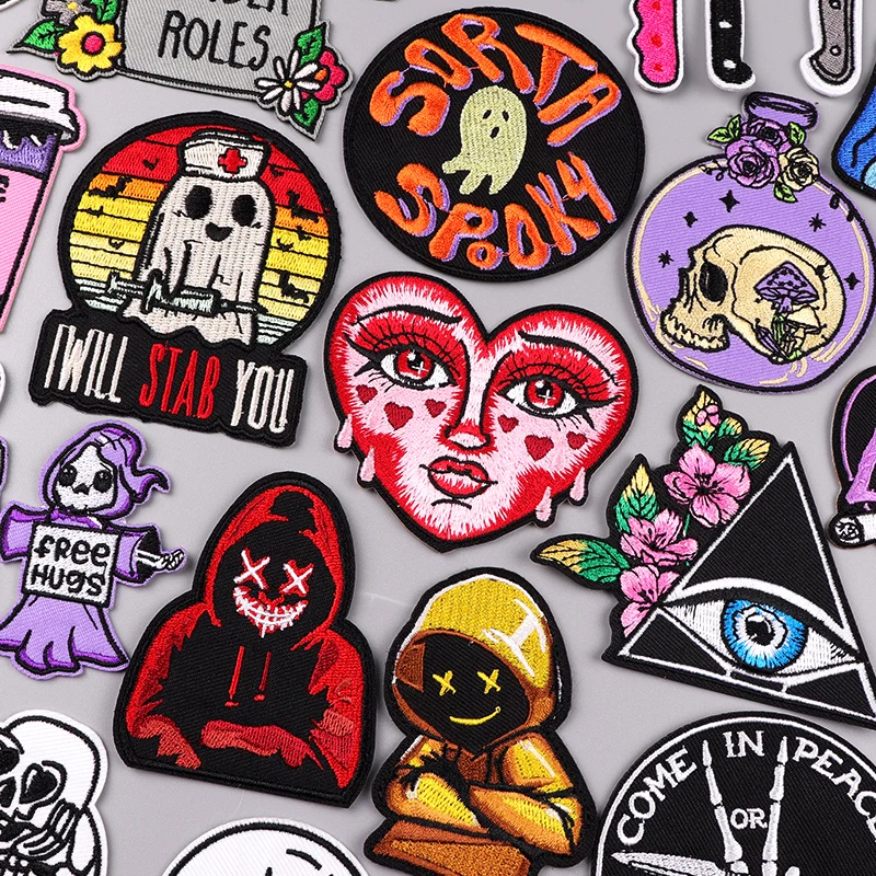 Horror Style Patch DIY Punk/Skull Embroidery Patch Iron On Patches For  Clothing thermoadhesive Patches On Clothes Sew Applique - AliExpress