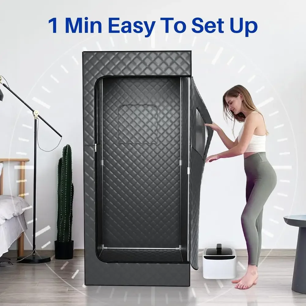 Portable Home Sauna Tent with 2.6L Steamer Remote Control & 9 Adjustable Steam Levels 1000W Steamer Effortless Relaxation 3