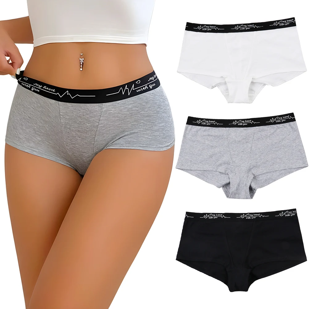 Ladies Solid Color Boxers Briefs Comfortable Female Underwear Sporty Style Casual Sexy Panties for Women S-XL