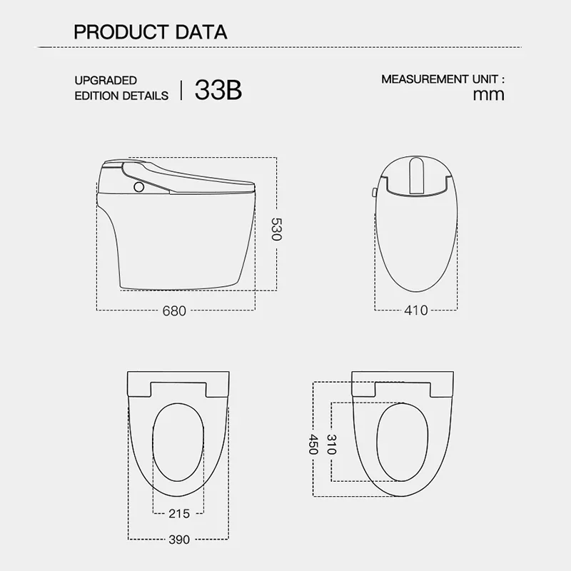 YYHC-Sanitary ware luxury modern style fully automatic operation electric bidet siphonic flush intelligent smart wc toilet 6