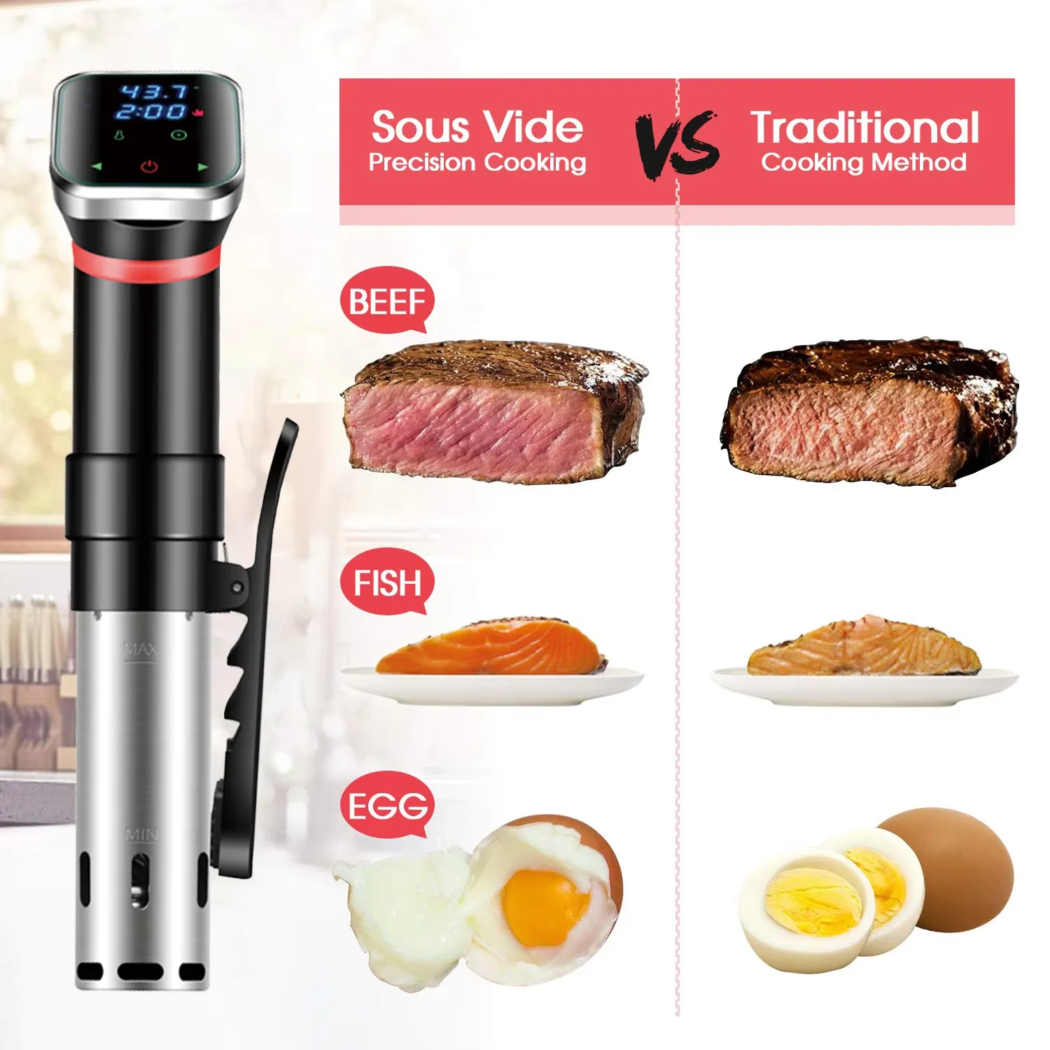 High-End Intelligent Lcd Touch Thawing Slow Stewing Steak Artifact Accurate Cooking Ipx7 Waterproof Circulating Soaking Pot 4