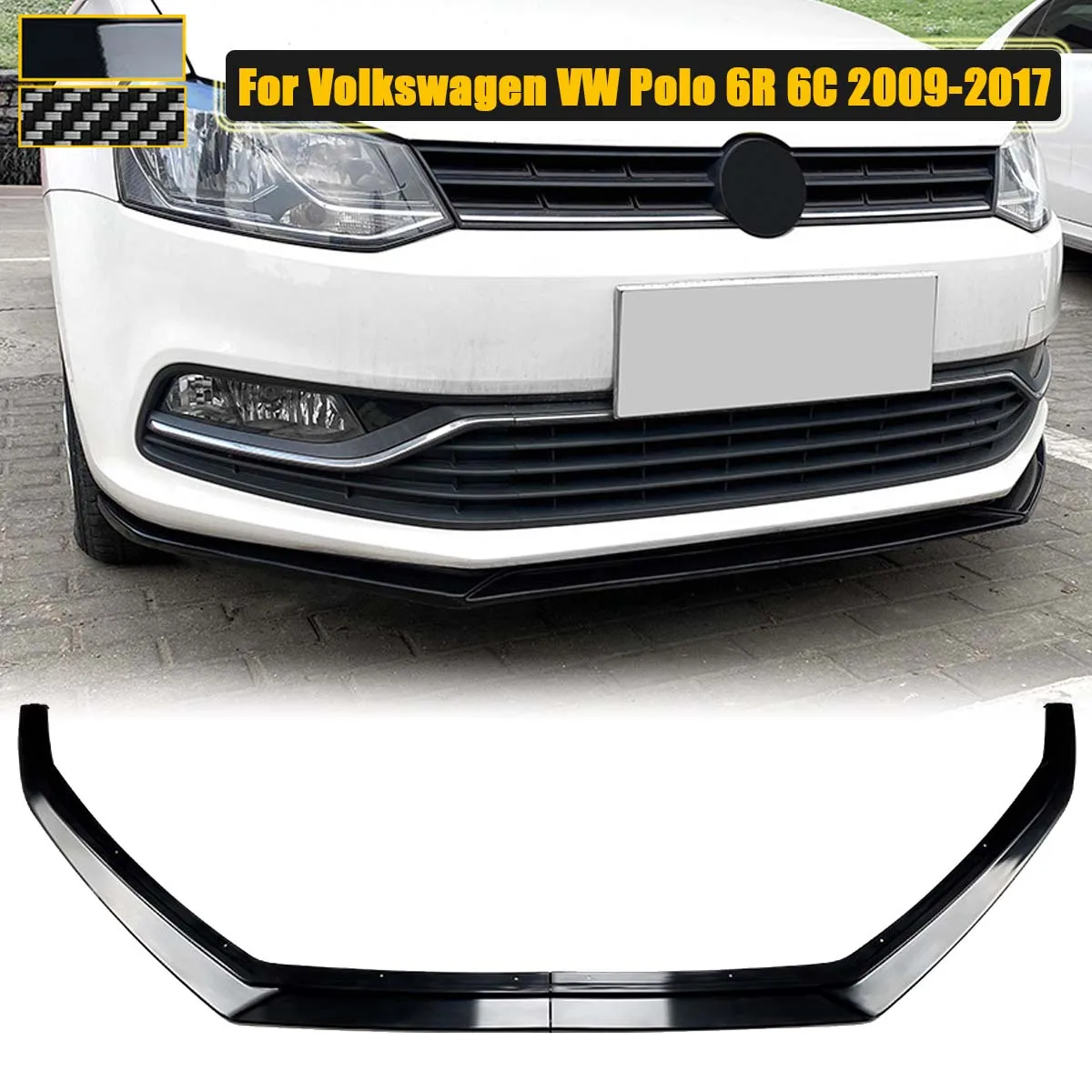 

2PCS For Volkswagen VW Polo 6R 6C 2009-2017 Front Bumper Lip Splitter Side Spoiler Deflector Body Kit Guards Car Accessories