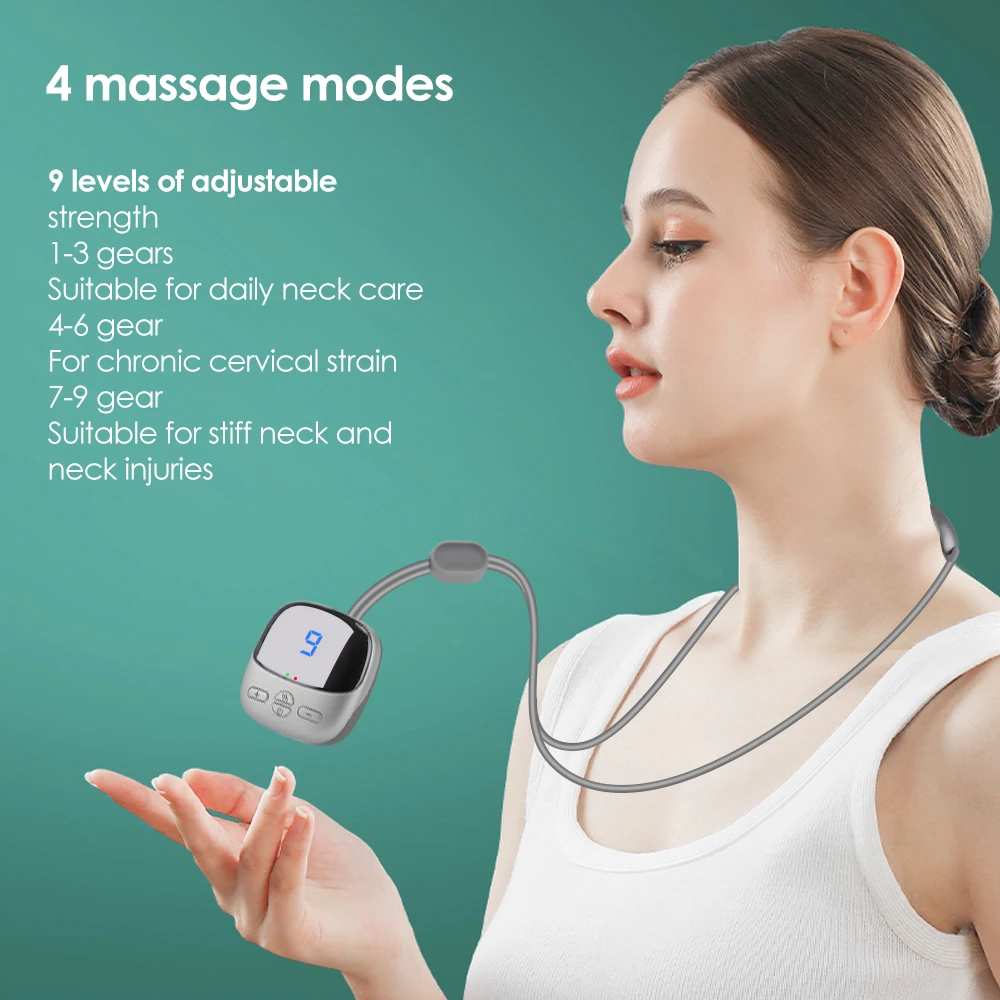 4 Massage Modes: TENS + EMS Double Pulse Hot Compress Smart Neck Massager
