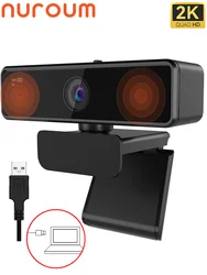 Nuroum V11 2K HD USB Webcam with Microphone - High Quality 1080p 60fps, Plug & Play (2K Webcam)