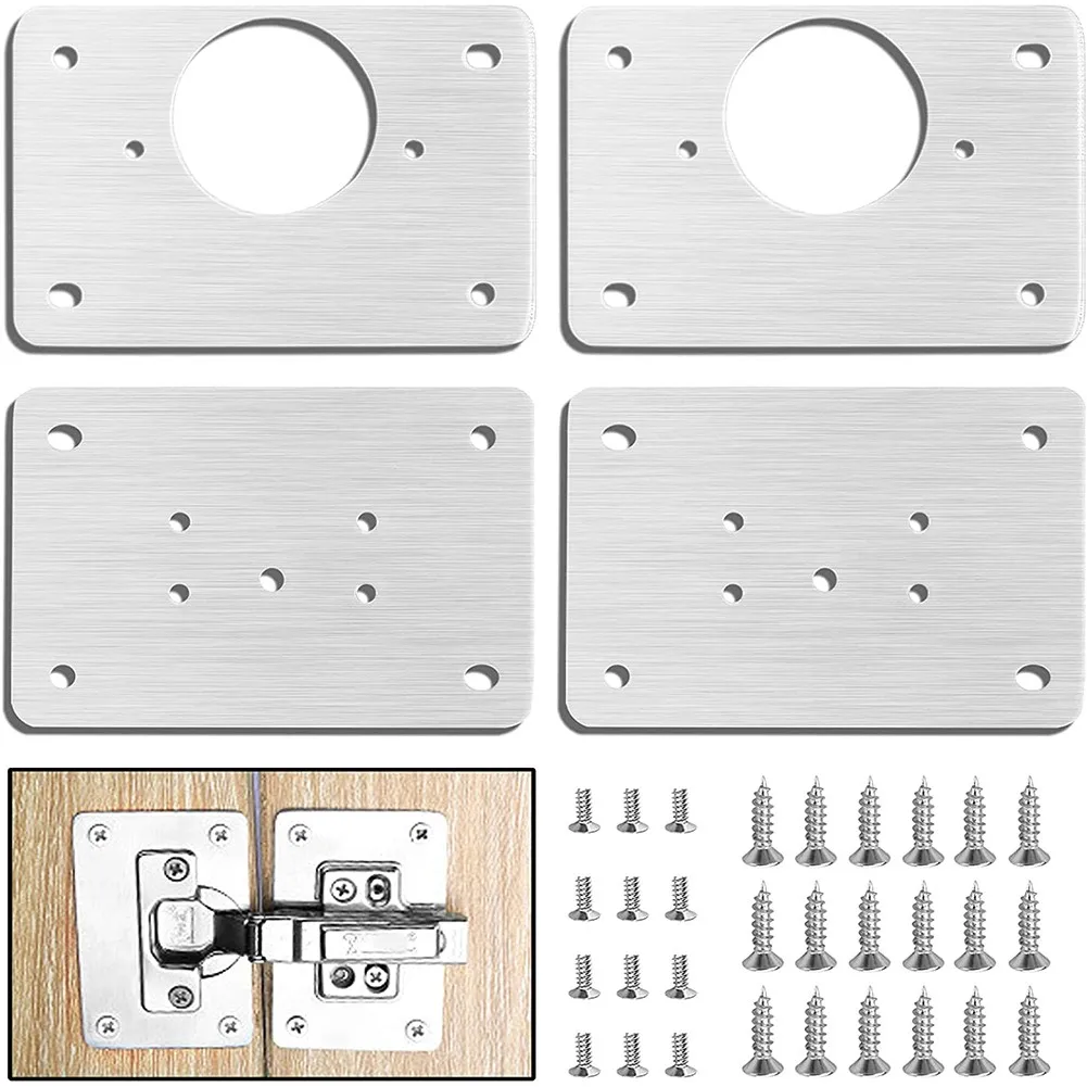 1/2/4/10Pcs Hinge Repair Plate Cabinet Furniture Drawer Table Repair Mount Tool Hardware Stainless Steel Hinge Fixing Plate hinge repair plate