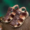 Children's Sandals 2022 Summer Sports Pig Leather Breathable Anti-kick Barefoot Sandals Boy's Wear-resistant Beach Sandals 5