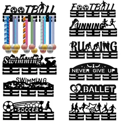 Football Medal Holder Soccer Sport Medal Hanger Medal Rack Display Wooden Wall Rack Mounted Over 30 Medals for Swimming Bicycle