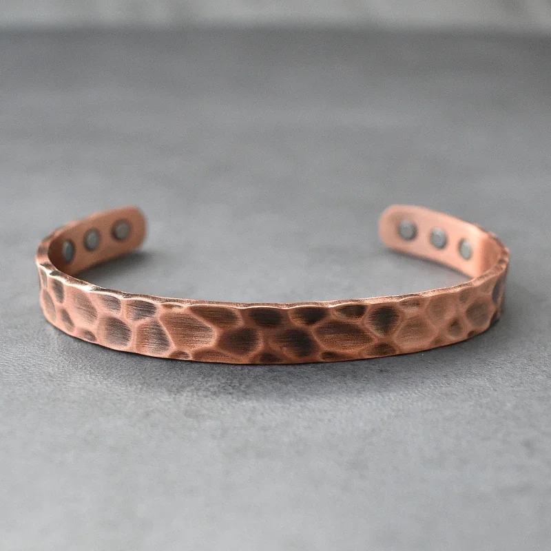 Pure Copper Irregular Surface Magnetic Bracelet Arthritis Therapy Energy Bangle Jewelry Pain Relief Bio Magnetic Bangles Men bangle bracelet magnetic bracelet